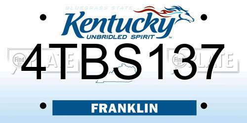 4TBS137 Kentucky License Plate