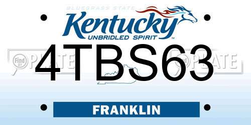 4TBS63 Kentucky License Plate