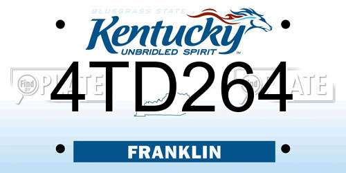 4TD264 Kentucky License Plate