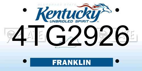 4TG2926 Kentucky License Plate
