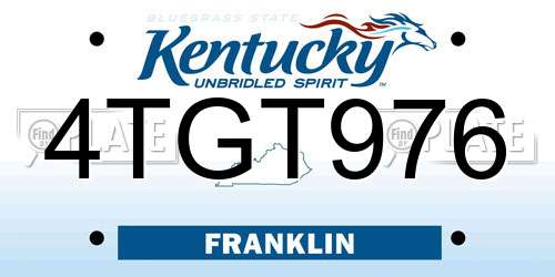 4TGT976 Kentucky License Plate