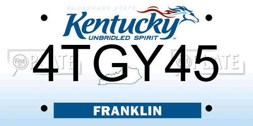 4TGY45 Kentucky License Plate