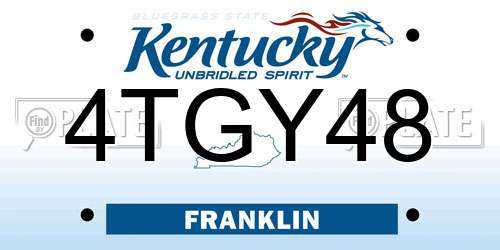 4TGY48 Kentucky License Plate