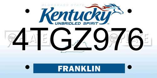 4TGZ976 Kentucky License Plate