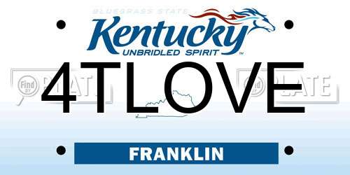 4TLOVE Kentucky License Plate