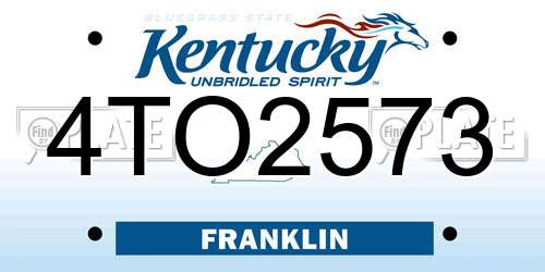 4TO2573 Kentucky License Plate