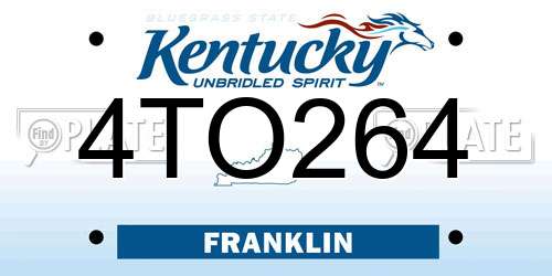 4TO264 Kentucky License Plate