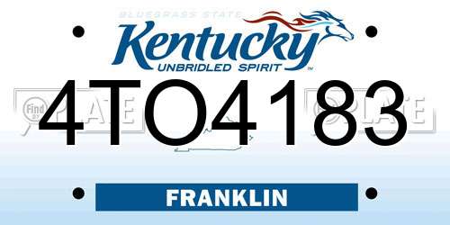 4TO4183 Kentucky License Plate
