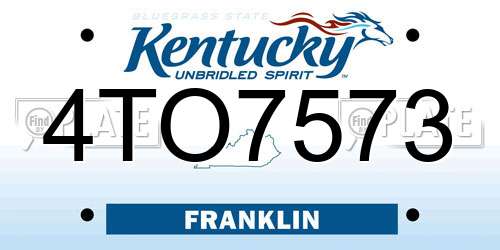 4TO7573 Kentucky License Plate