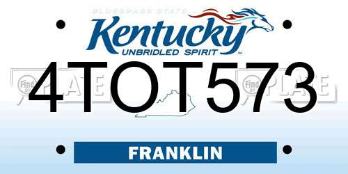 4TOT573 Kentucky License Plate