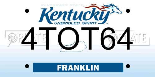 4TOT64 Kentucky License Plate