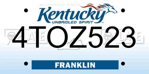 4TOZ523 Kentucky License Plate