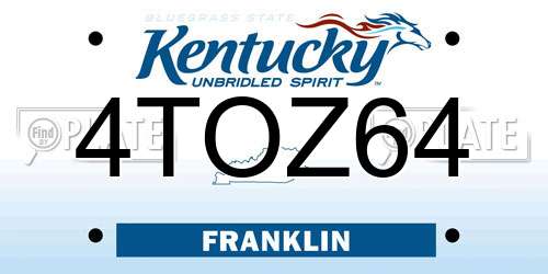 4TOZ64 Kentucky License Plate