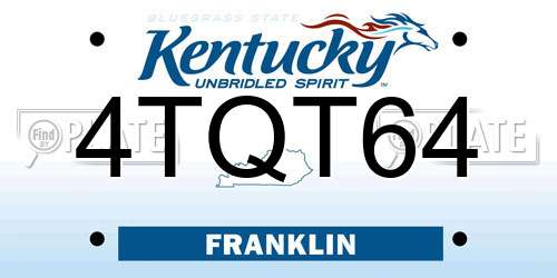 4TQT64 Kentucky License Plate