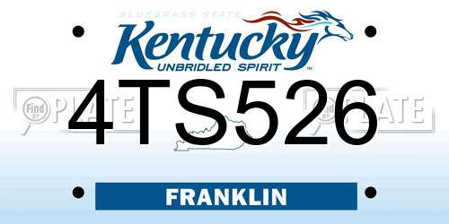 4TS526 Kentucky License Plate