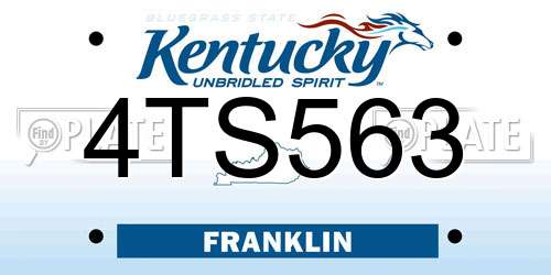 4TS563 Kentucky License Plate