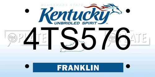 4TS576 Kentucky License Plate