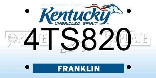 4TS820 Kentucky License Plate