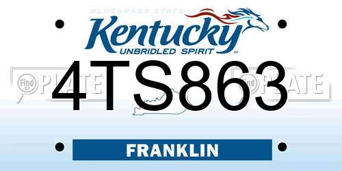4TS863 Kentucky License Plate