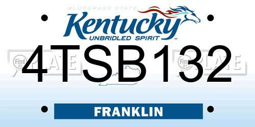4TSB132 Kentucky License Plate