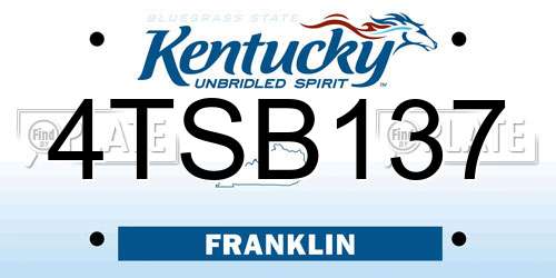 4TSB137 Kentucky License Plate