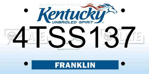 4TSS137 Kentucky License Plate