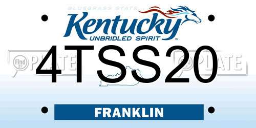 4TSS20 Kentucky License Plate