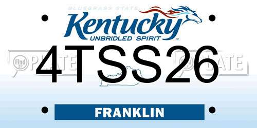 4TSS26 Kentucky License Plate
