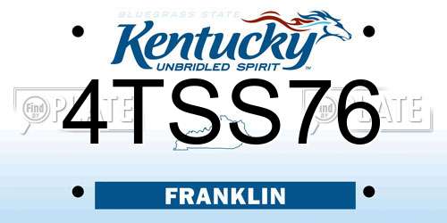 4TSS76 Kentucky License Plate
