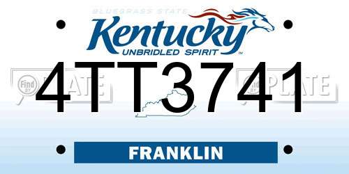 4TT3741 Kentucky License Plate