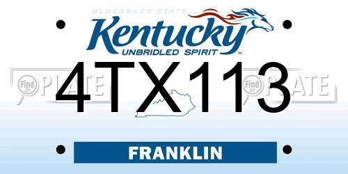 4TX113 Kentucky License Plate