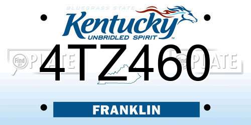 4TZ460 Kentucky License Plate