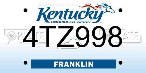 4TZ998 Kentucky License Plate
