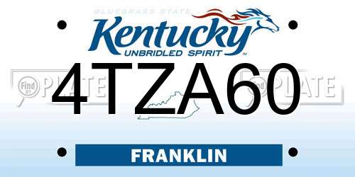 4TZA60 Kentucky License Plate
