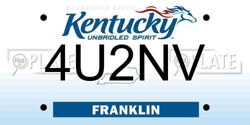 4U2NV Kentucky License Plate