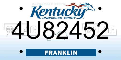 4U82452 Kentucky License Plate