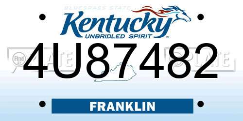 4U87482 Kentucky License Plate