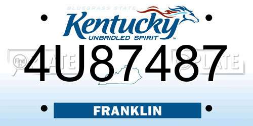 4U87487 Kentucky License Plate