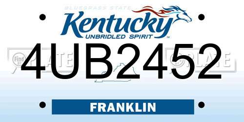 4UB2452 Kentucky License Plate