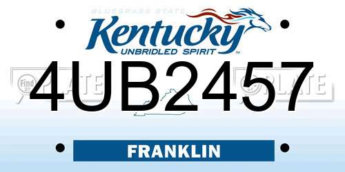 4UB2457 Kentucky License Plate
