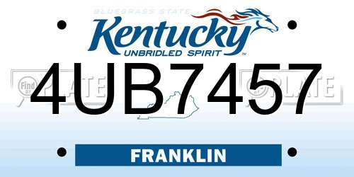 4UB7457 Kentucky License Plate