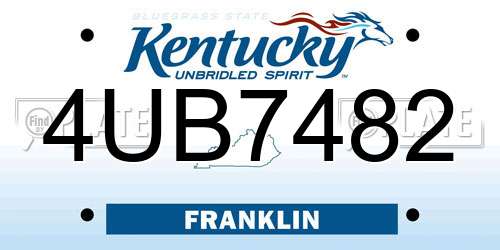 4UB7482 Kentucky License Plate