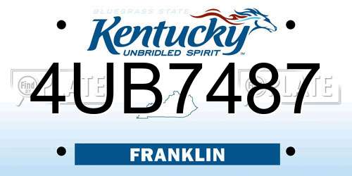 4UB7487 Kentucky License Plate