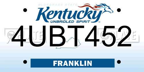 4UBT452 Kentucky License Plate