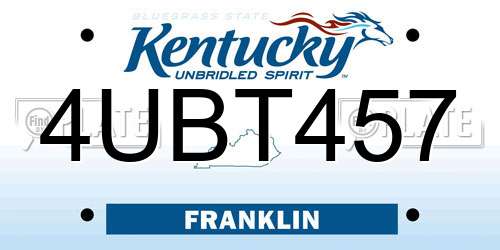 4UBT457 Kentucky License Plate