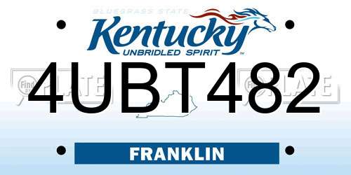4UBT482 Kentucky License Plate