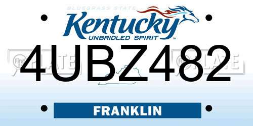 4UBZ482 Kentucky License Plate