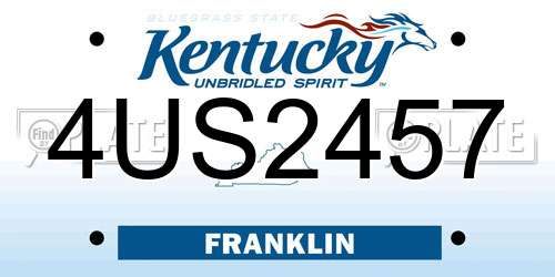 4US2457 Kentucky License Plate