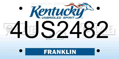 4US2482 Kentucky License Plate