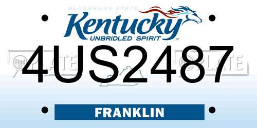 4US2487 Kentucky License Plate